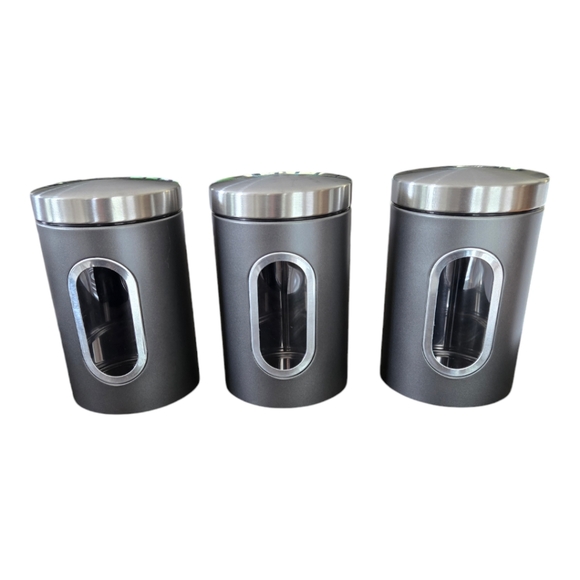 New in Box Jennimen 3 Piece Kitchen Cannister Stainless Steel Storage Set - Picture 1 of 5